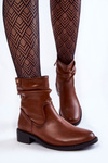 Women's Crinkled Flat Heel Boots Brown Sersa
