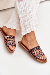 Flat Women's Slippers With Gold Detail Leopard Noroti