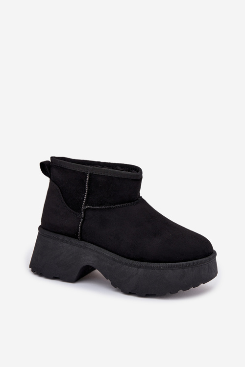 Women's Low Slip-On Insulated Snow Boots with Fur Black Mavelle