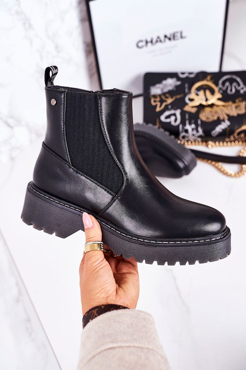 Women's Insulated Chelsea Boots On A Rubber Sole Black Voyager