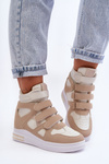 Women's High Sports Shoes On Hidden Wedge Beige Inari