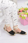 Women's Linen Ballerinas Tiered Black Espadrilles Sea