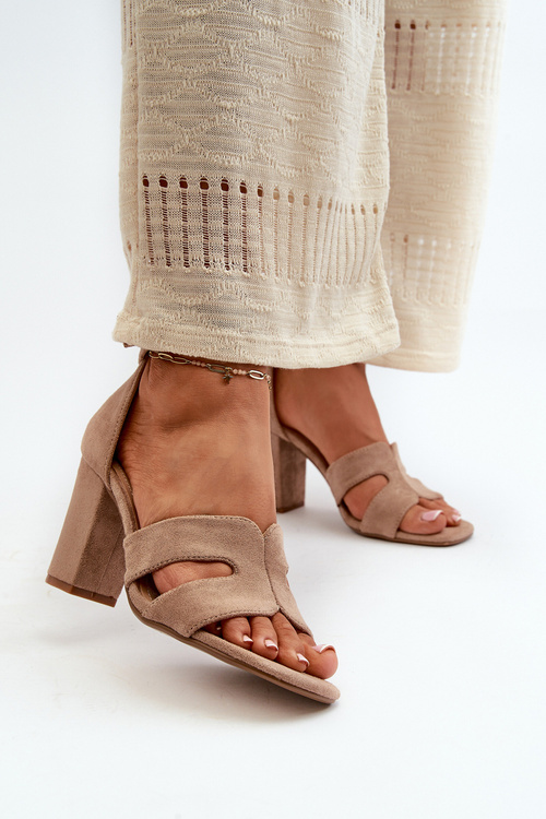 Fashionable Suede High Heels Sandals Camel Aubrey