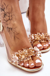 Fashionable Transparent Sandals With Ornaments Gold Carmelo 