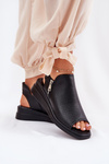 Ladies Wedge Sandals Black Mevinette