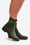 Women's Boots With Zip And Decorative Detail Eco Suede Green Lerioria