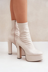 High Heel Platform Boots Light Beige Tennira