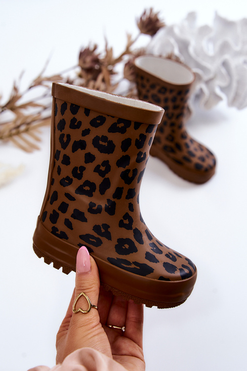 Children's Galoshes With Leopard Pattern Brown Nanny 