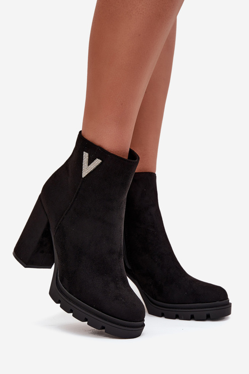 Women's insulated ankle boots with heel and decorative detail black Briella