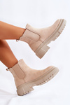 Suede Slip On Worker Boots Beige Lorea 