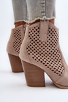Beige Lace-Up Women's Ankle Boots in Eco Suede on Block Heel Stardara