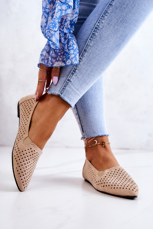 Women's openwork ballerinas Slip-on Beige Rosario