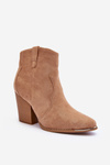 Suede Cowboy Boots On Heel Beige Lotoune 