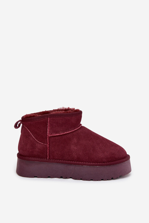 Stylish Suede Low Snow Boots Burgundy Nucca