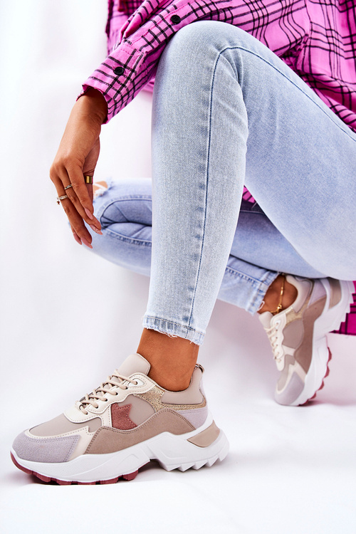 Platform sports shoes Beige and pink Berenice