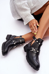 Women's Trapper Boots with Pearls Black Klarisa