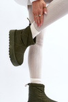 Women's snow boots on a chunky platform green Fionia