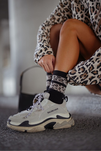 Women's Socks Two Spotted Stripes Black