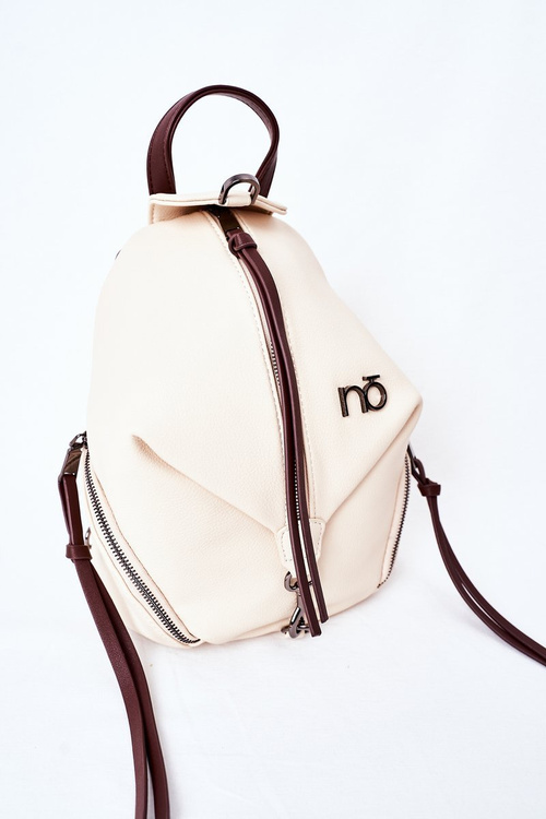 Women's Leather Backpack Purse 2in1 NOBO K3190 Light Beige
