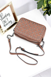 Women's Handbag Brown Letter Bag with Studs