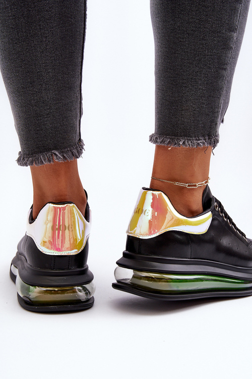Sneakersy Damskie Skóra Naturalna Czarne GOE NN2N4030