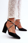 Eco Suede Black Court Shoes with Rhinestones Lagra