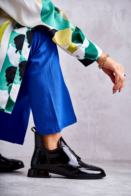 Patent Low Zip Boots Black Bettina