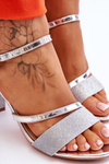 Glossy High Heel Sandals Silver Alicia