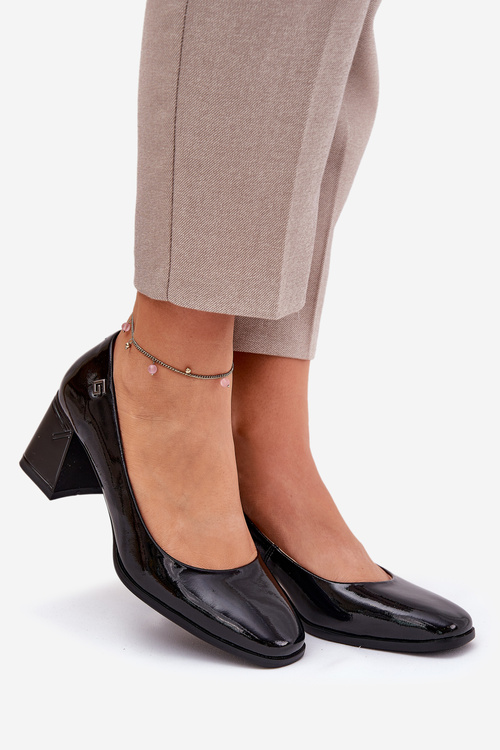 Leather Patent Heels On A Stiletto Vinceza 91130 Black