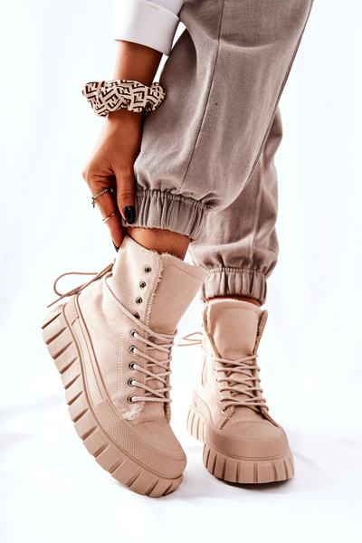 Padded Platform Sneakers Beige Marlow