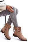 Women's Suede Ankle Boots on Flat Heel Beige Keresa