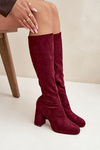 Women's Boots with Stitching on Block Heel Bordeaux Brivana