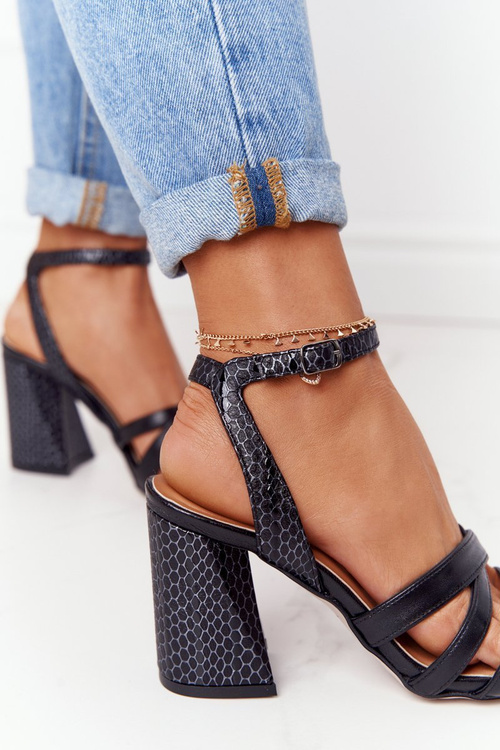 Leather High Heel Sandals Black Visconi 4400476