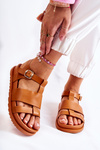 Leather Sandals On Platform Camel Tessy