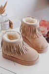 Fleece-Lined Snow Boots with Decorative Fringes for Kids Beige Nimia'