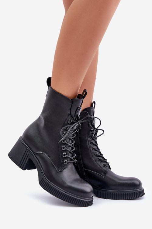 Insulated Women's Boots Made of Natural Leather Black Vinceza 66671