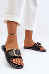 Women's Black Sandals with Strap and Buckle Opahiri