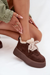 Women's Snow Boots On Platform With Shearling Type Lamb Brown Luma