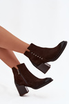 Women's Ankle Boots Made of Natural Suede on Heel Zazoo 1136 Chocolate