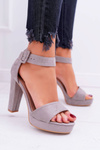 Women's Stiletto Heeled Sandals Suede Grey ShakeUp