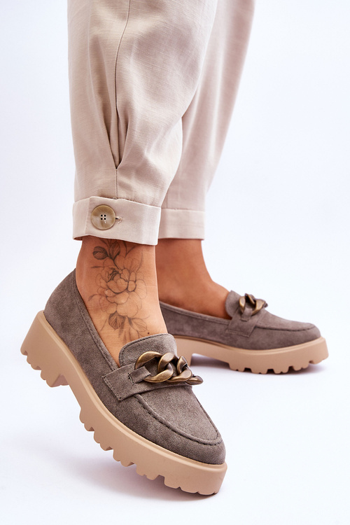 Suede Women's Moccasins S.Barski HX52-222 Grey