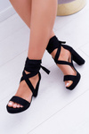 Women's Stiletto Platform Tied Sandals Black LaFiesta
