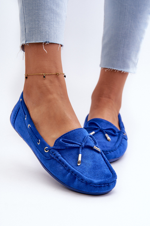 Women's Blue Suede Moccasins Si Passione
