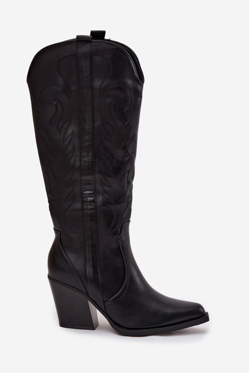 Cowboy Boots On Heel Eco Leather Insulated Black Zareen
