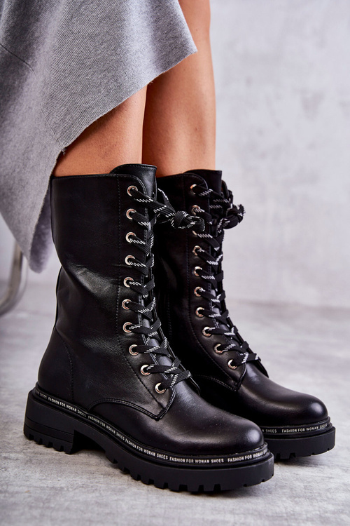 High Warm Women's Boots Tied Black Darla