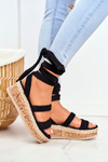 Women's Platform Sandals Tiered Black La Favorite