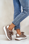 Damskie Zamszowe Sneakersy Grube Sznurowanie Beżowe Artiker 54C1409