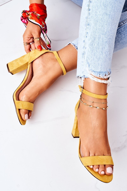 Suede High Heel Sandals Yellow Florence