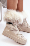 Women's Lace-up Snow Boots Light Beige Santero