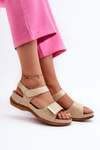 Comfortable Women's Sandals with Velcro Beige Iphiope